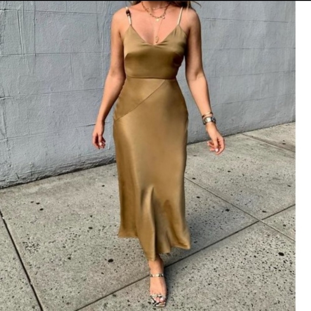 & Other Stories Midi Satin Dress